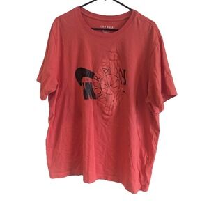 Air Jordan Short Sleeve T Shirt Mens Size 2XL Orange‎ Graphic Print Cotton